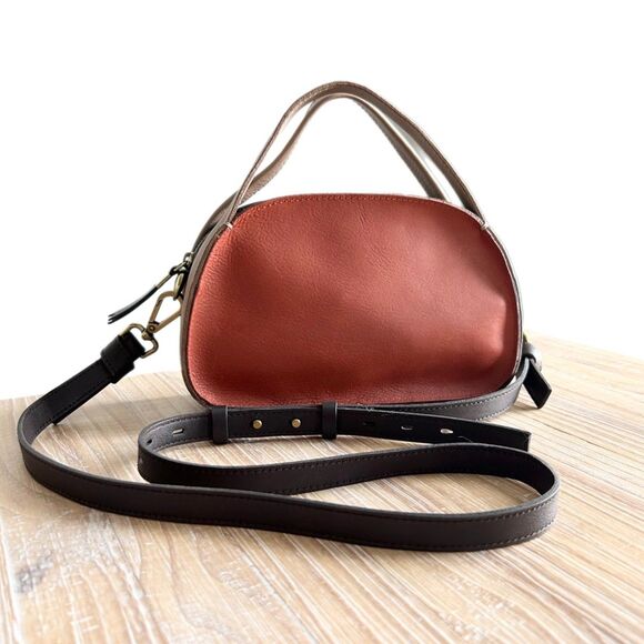 Madewell The Sydney Zip Top Crossbody Bag Burnished Stone Brown Colorblock - Picture 1 of 6
